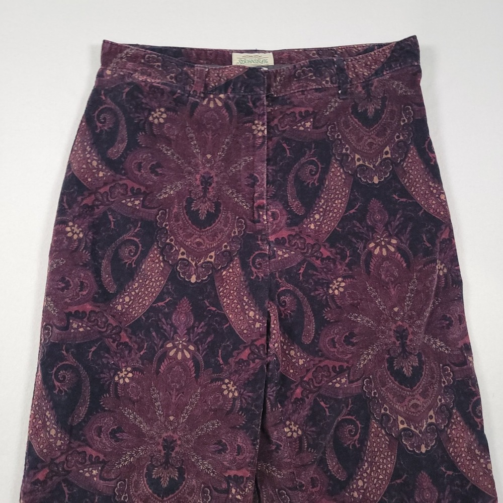 St Johns Bay Women Sueded Pants Size‎ 8 Paisley Print Purple Straight Leg - Picture 3 of 11